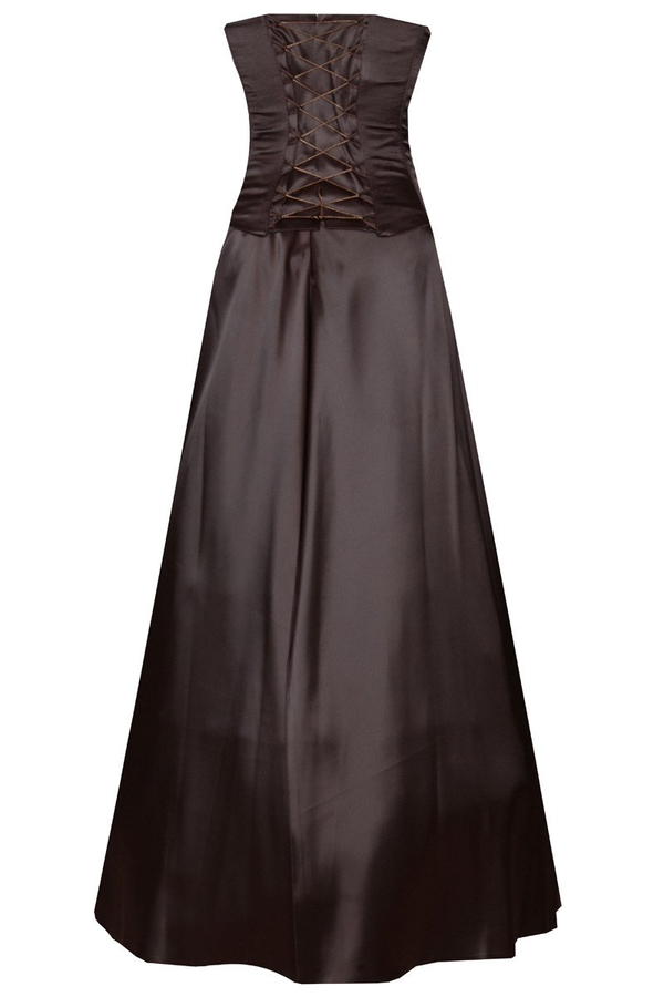 Sukienka FSU037 CZEKOLADOWY CIEMNY + ZŁOTY CIEMNY