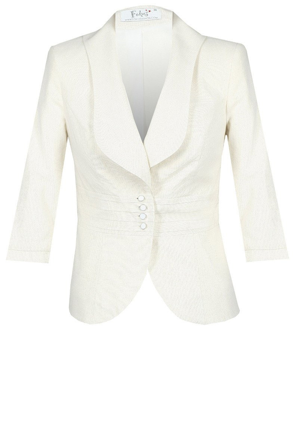 Żakiet FZA672 EKRI + ZŁOTA NIĆ