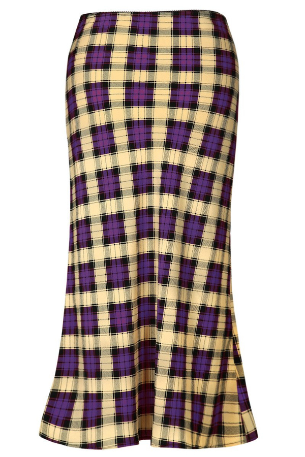 Spódnica FSP771 BEŻOWY + ŚLIWKOWY kratka