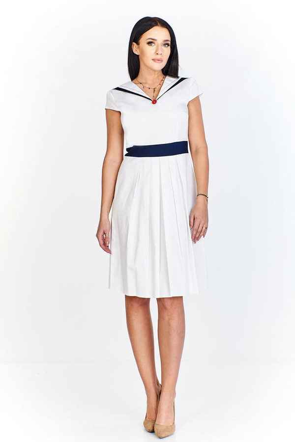 Sukienka FSU265 BIAŁY GRANATOWY