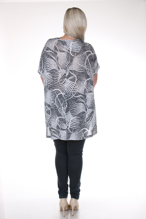 Tunika FTU870 CZARNY + BIAŁY  paprotka