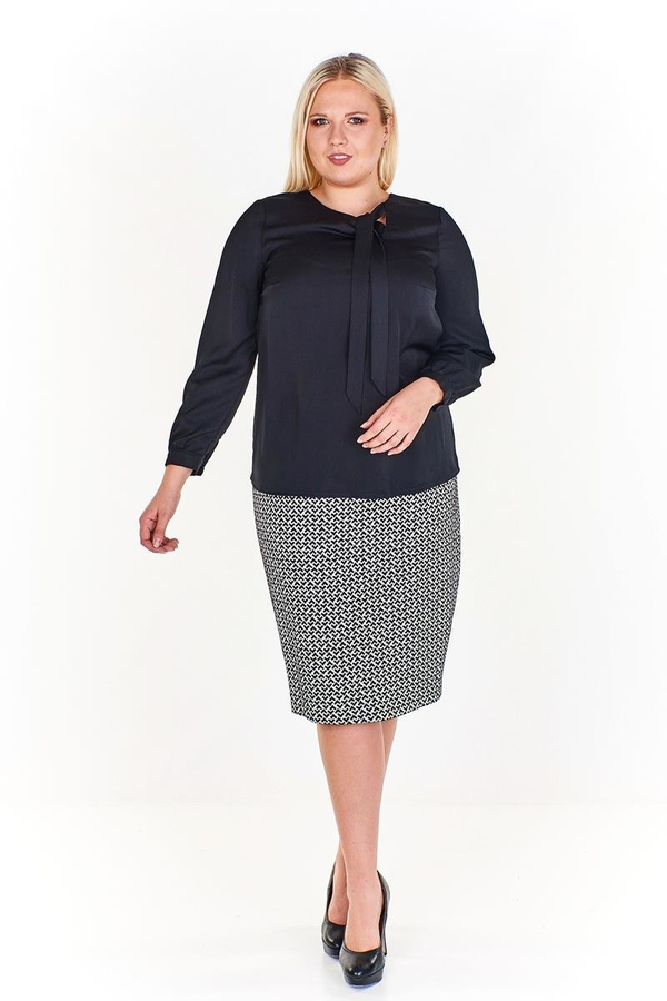 Spódnica FSP641 BIAŁY + CZARNY  zygzag