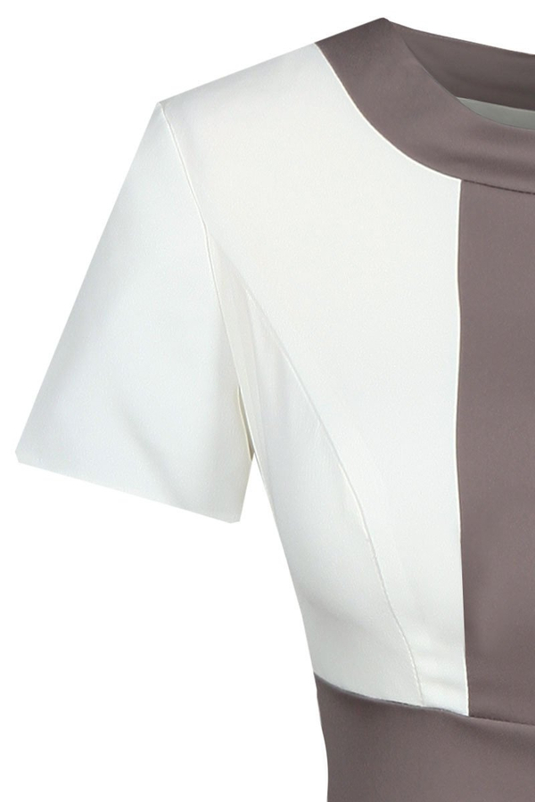 Sukienka FSU909 BEŻOWY CIEMNY + EKRI