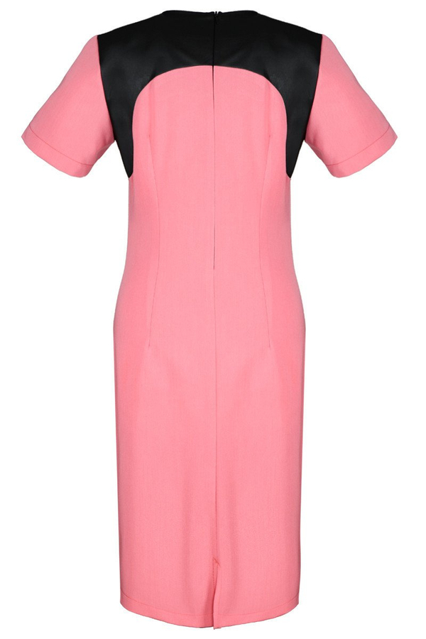 Sukienka FSU646 KORALOWY +  CZARNY