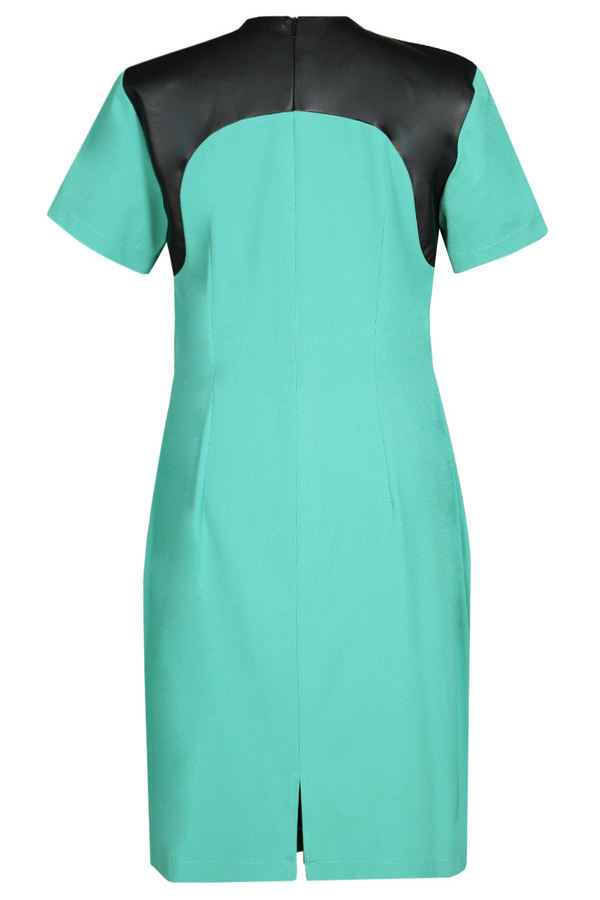 Sukienka FSU646 TURKUSOWY CIEMNY + CZARNY