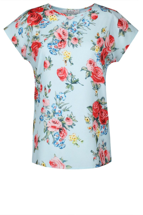 Bluzka FBZ873 BŁĘKITNY róże