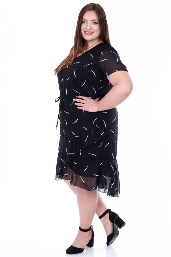 Sukienka FSU1076 CZARNY amarantowe łuki