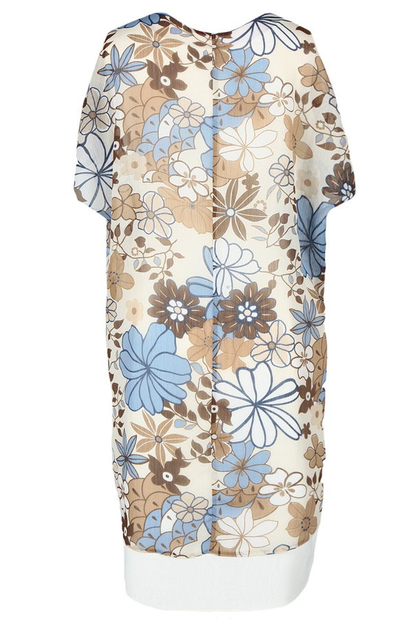 Sukienka FSU620 EKRI + BEŻOWY  kwiaty