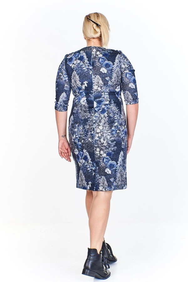 Sukienka FSU893 GRANATOWY chabrowe kwiaty