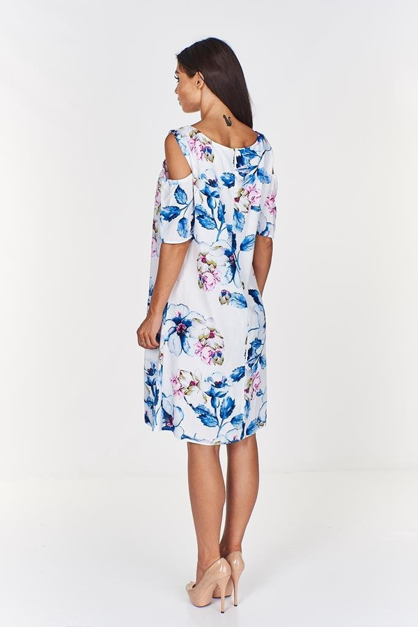 Sukienka FSU939 EKRI różowy kwiat