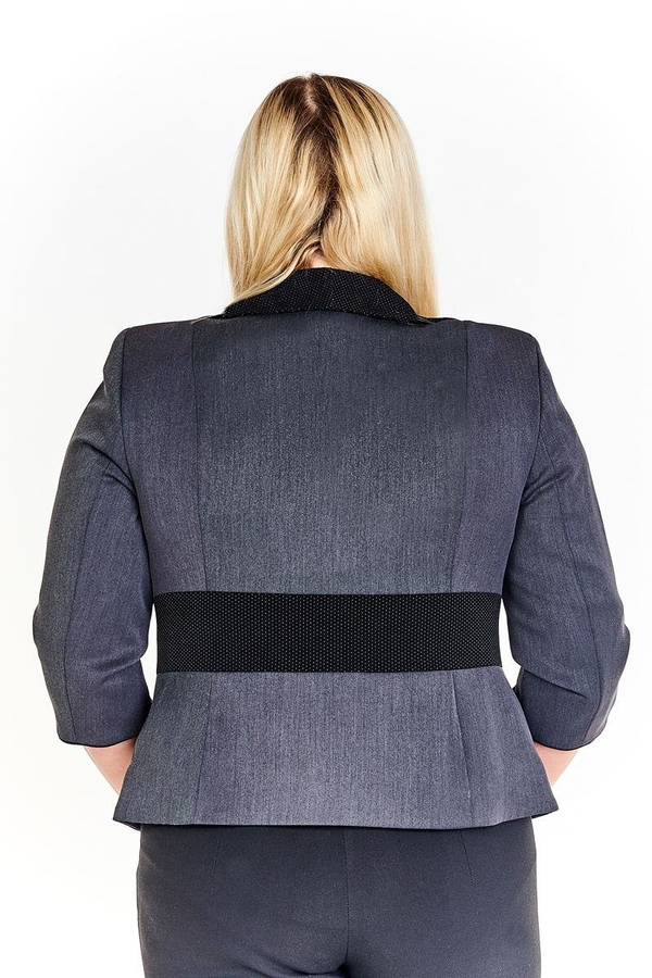 Żakiet FZA916 SZARY CIEMNY + CZARNY kropki kołnierz