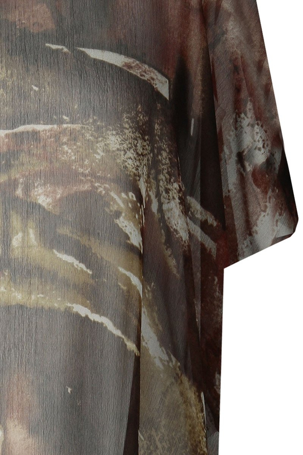 Sukienka FSU620  EKRI + CZEKOLADOWY CIEMNY wzór