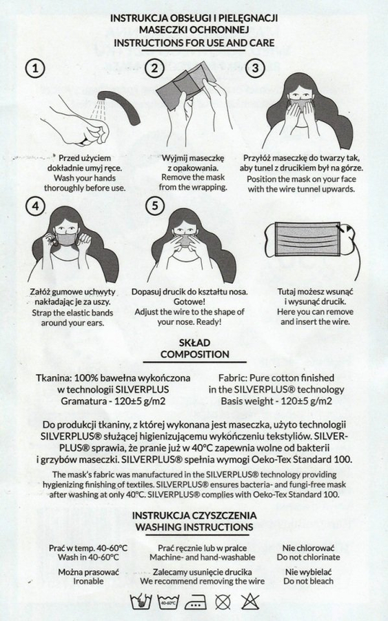 2 x Maseczka FokusMed z jonami srebra SilverPlus BIAŁY