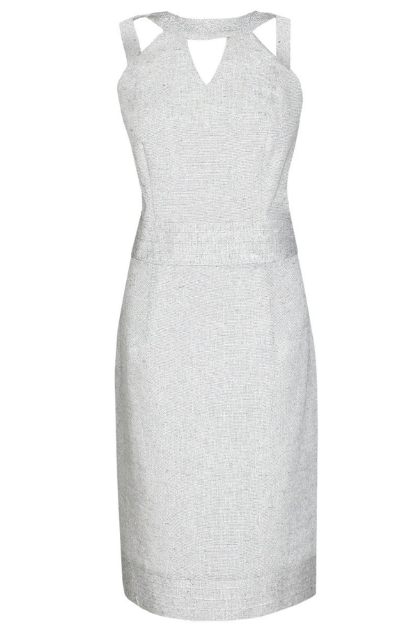 Sukienka FSU673 SZARY JASNY + SREBRNO-CZARNA NIĆ