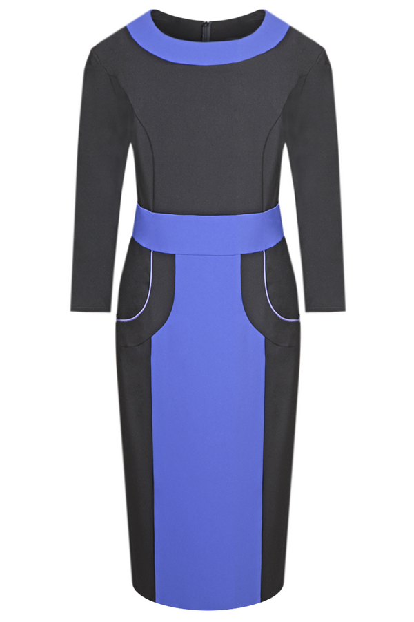 Sukienka FSU289 BLACK CORNFLOOWER BLUE