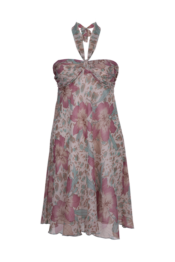 Sukienka FSU149 MALINOWY JASNY  BEŻOWY