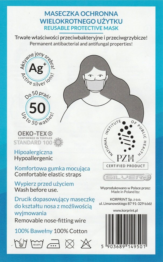 2 x Maseczka FokusMed z jonami srebra SilverPlus BIAŁY