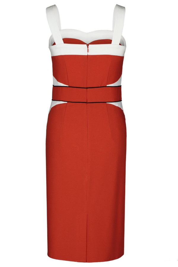 Sukienka FSU1009 POMARAŃCZOWY MOCNY EKRI