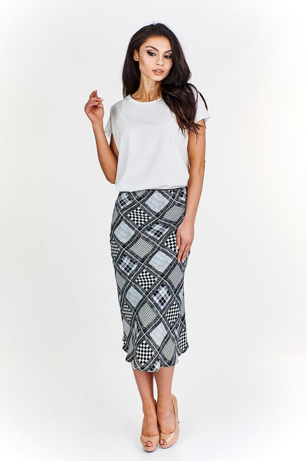 Spódnica FSP771 CZARNY + BIAŁY krata