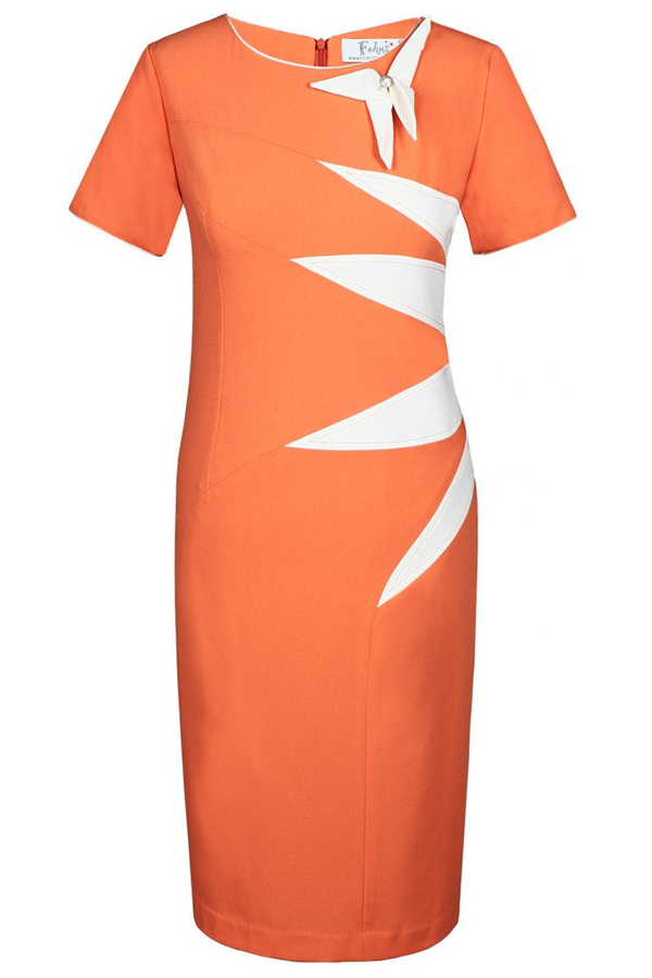 Sukienka FSU258 POMARAŃCZOWY EKRI