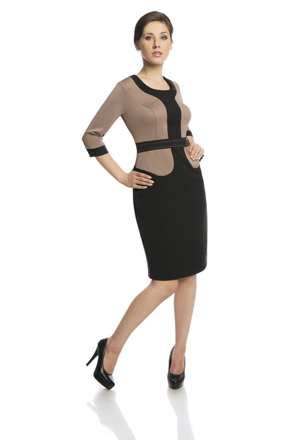 Dress FSU301 BLACK BEIGE-PINK