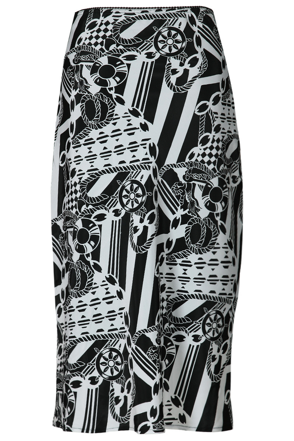 Spódnica FSP771 CZARNY + BIAŁY marynarz