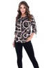 Bluzka FBZ1034 CZARNY ekri ścieżki beżowe liście