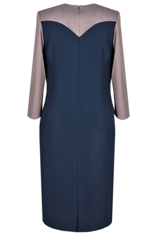 Dress FSU290 NAVY GREY AND BEIGE