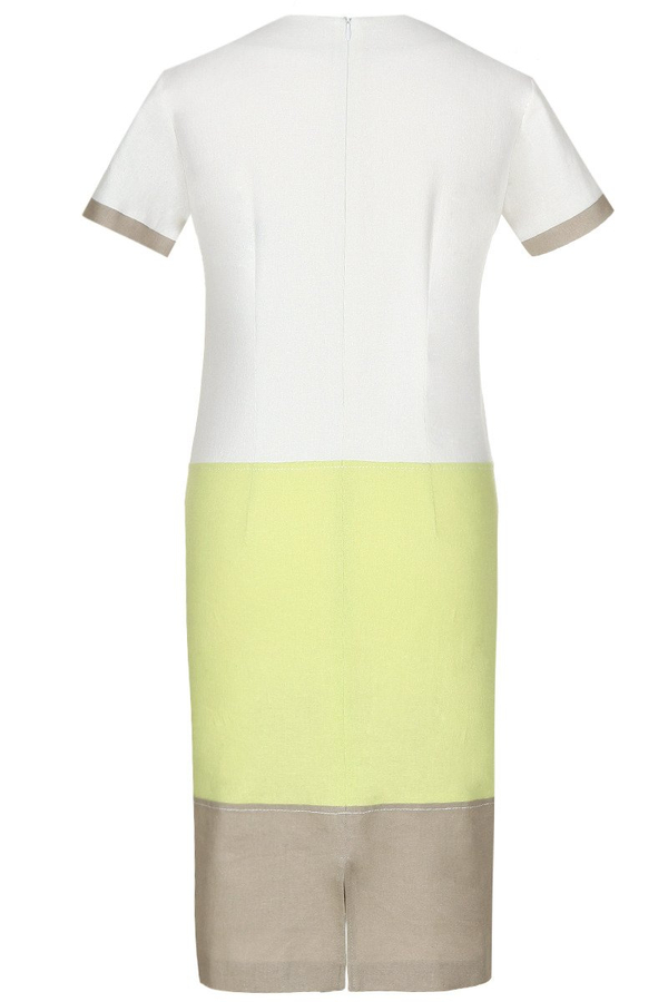 Sukienka FSU779 BIAŁY + LIMONKA