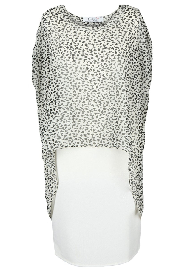 Sukienka FSU620  EKRI+CZARNY listki