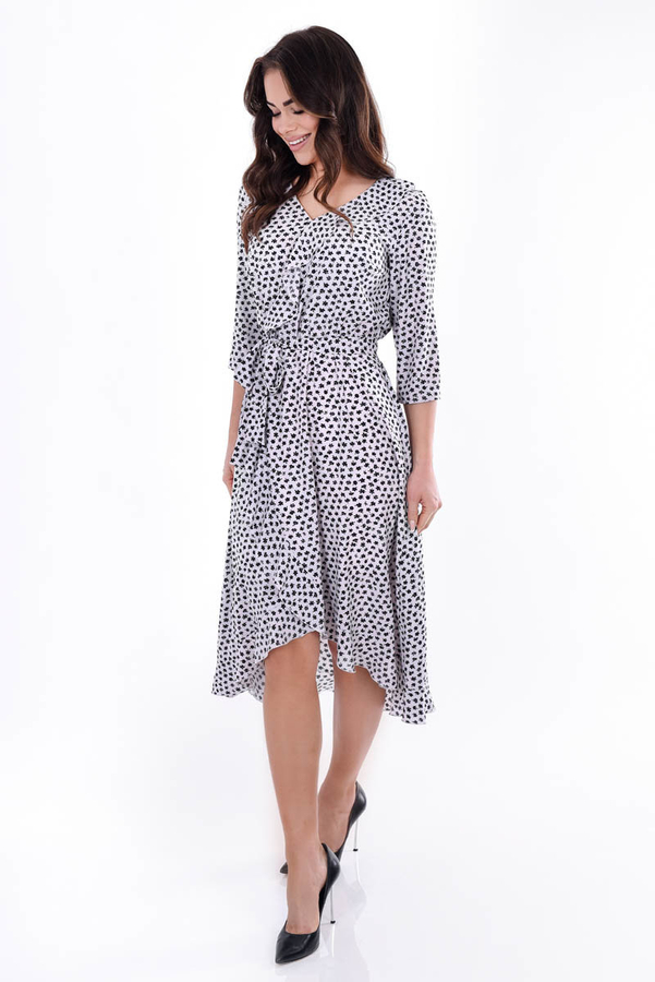 Sukienka FSU1073 EKRI czarne kwiatki