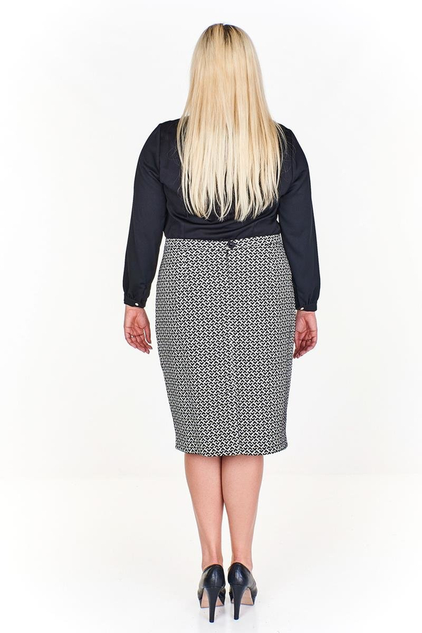 Spódnica FSP641 BIAŁY + CZARNY  zygzag