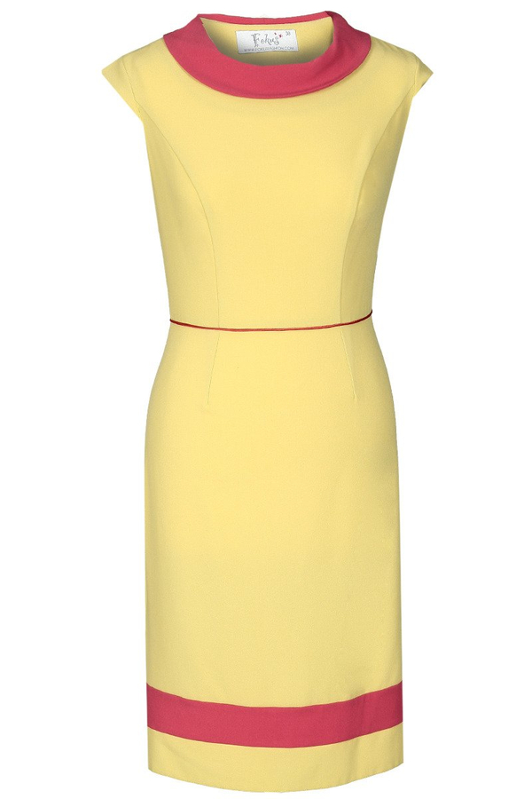 Sukienka FSU343 ŻÓŁTY CIEMNY MALINOWY CUKIERKOWY