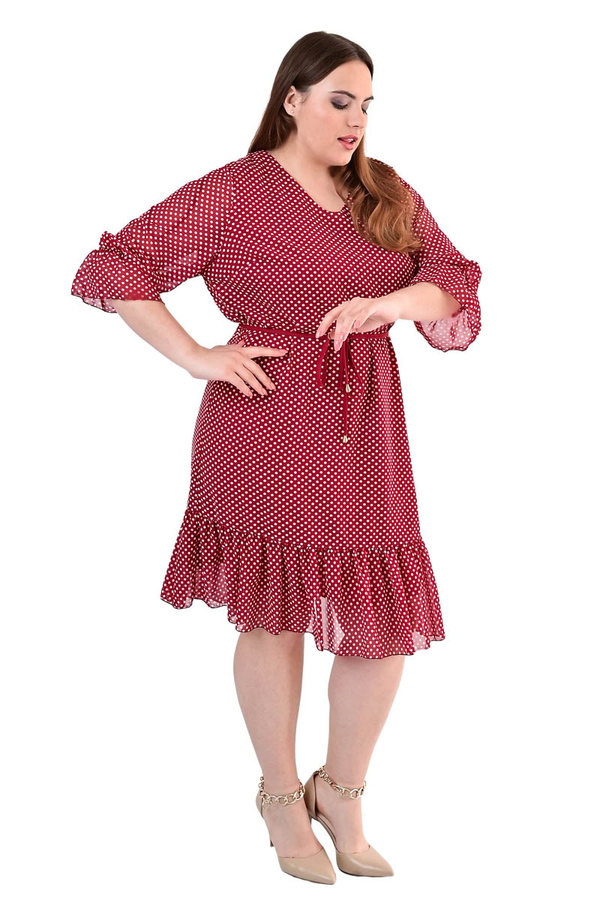 Sukienka FSU1048 CZERWONY kropki