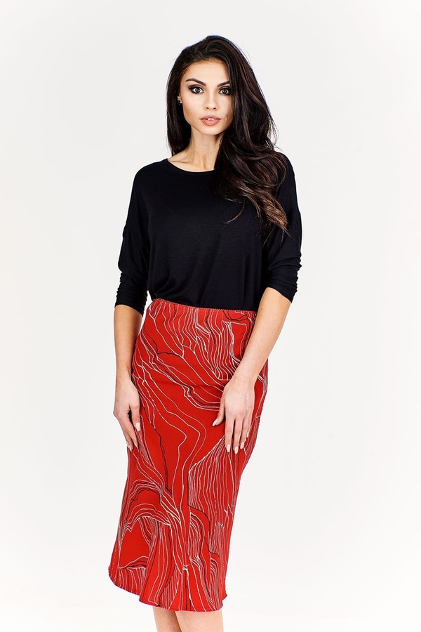 Spódnica FSP771 CZERWONY wzór