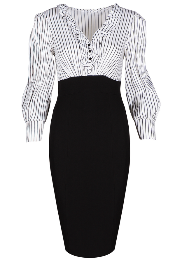 Sukienka FSU455 CZARNY BIAŁY