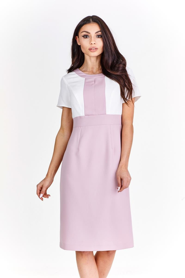 Sukienka FSU909 RÓŻOWY JASNY + EKRI