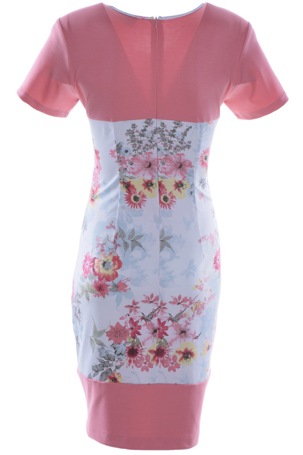 Sukienka FSU615 ŁOSOSIOWY JASNY + BIAŁY