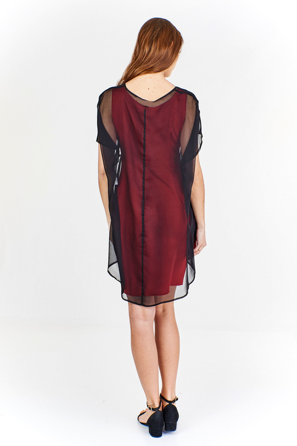 Sukienka FSU620  CZERWONY MOCNY + CZARNY