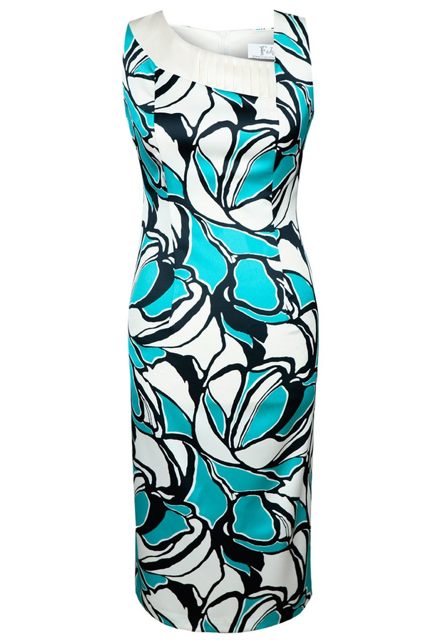 Sukienka FSU915 EKRI + TURKUSOWY