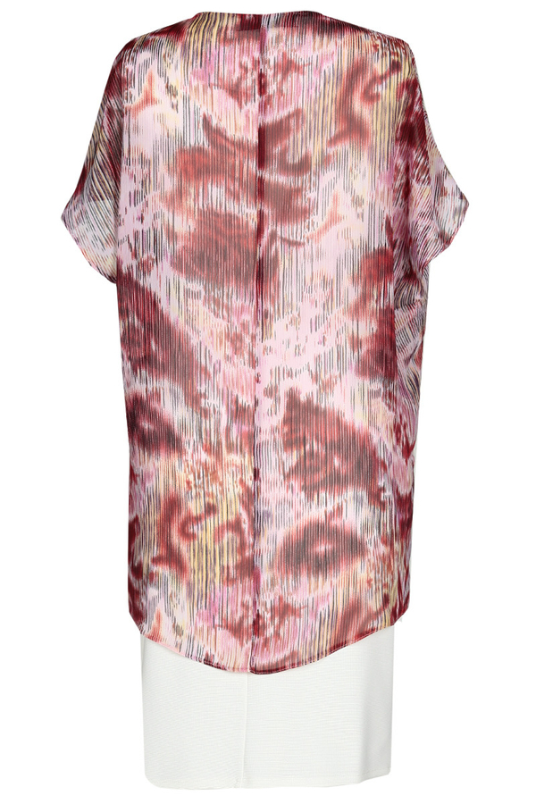 Sukienka FSU620  EKRI + CZERWONY paski