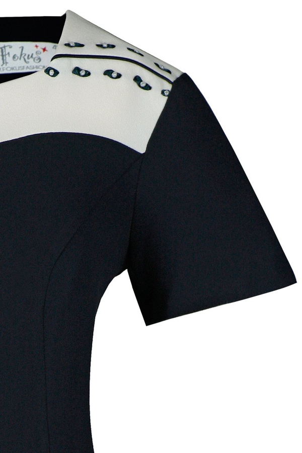 Sukienka FSU899 GRANATOWY + EKRI