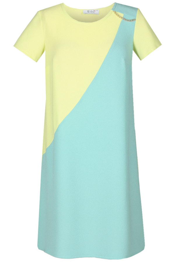 Sukienka FSU667 LIMONKA + TURKUSOWY