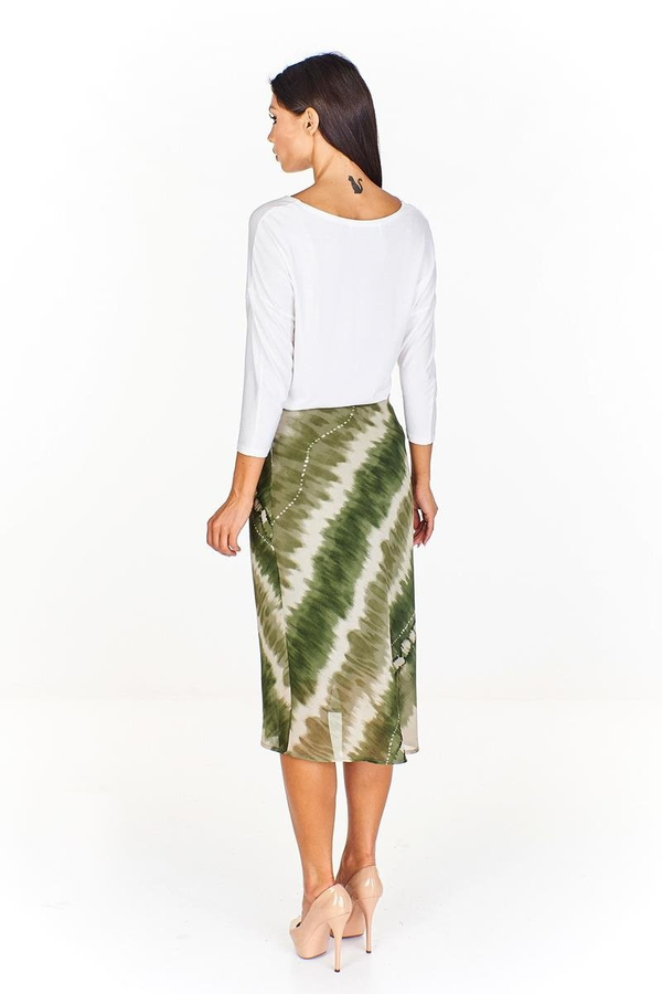 Spódnica FSP771 ZIELONY CIEMNY + BEŻOWY