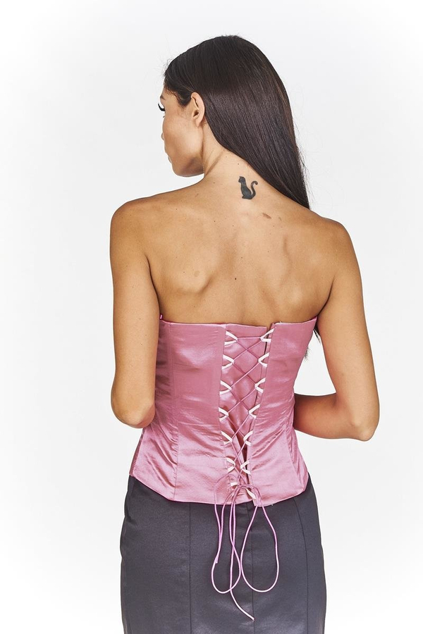 Gorset FGR042 RÓŻOWY CIEMNY tafta