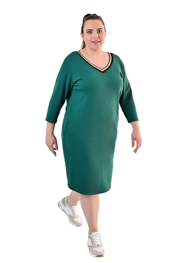 Sukienka FSU1041 ZIELONY CIEMNY + CZARNY