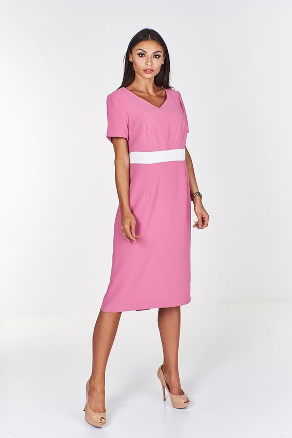 Sukienka FSU911 RÓŻOWY + EKRI