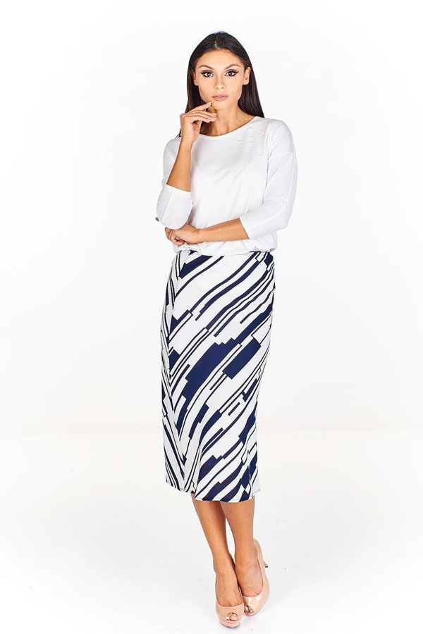 Spódnica FSP771 EKRI + GRANATOWY