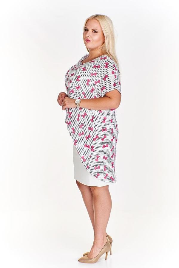 Sukienka FSU620 EKRI + AMARANTOWY kokarda