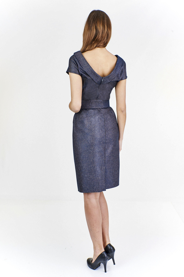 Sukienka FSU199  GRANATOWY + BRĄZOWY